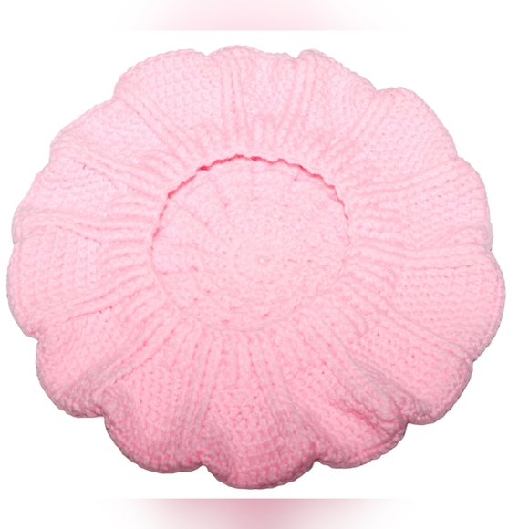 Designer Knit Pink Beret - Picture 4 of 9